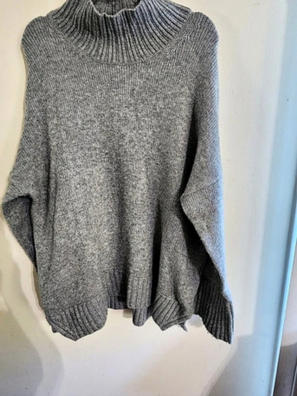 Abercrombie & Fitch Grey Ribbed Mock Neck Oversized Sweater Size Large